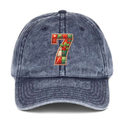 Vintage Cotton Twill Cap with Embroidered Lucky 7 Design