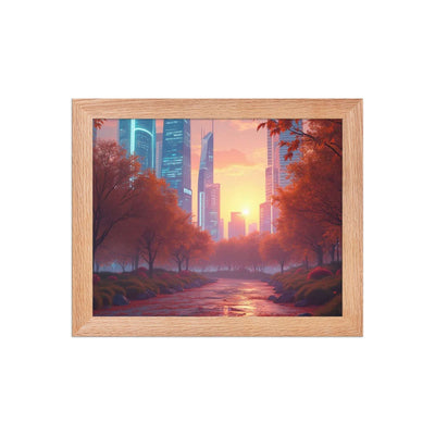 Autumn Glow in the Future City Framed Poster